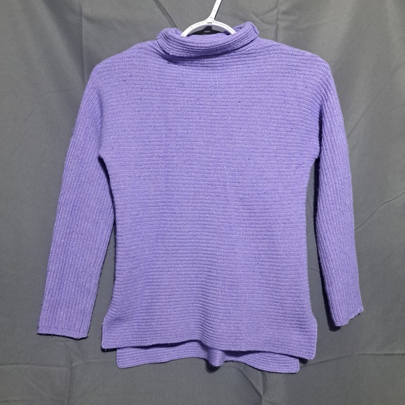 Bartolini Sweaters - Bartolini SMALL Wool Cashmere Turtleneck Sweater Purple Ribbed Made in Italy